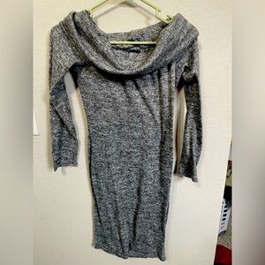 Rue21 Heathered Gray Cowl Neck Off-Shoulder Sweater